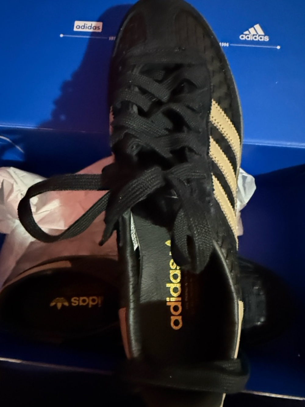 adidas Black Sneakers with Beige Three Stripes
